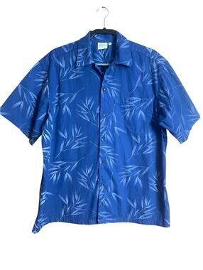 Go Barefoot blue & white Hawaiian shirt XL